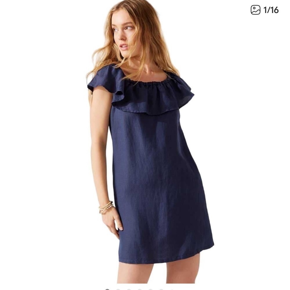 Tommy Bahama Linen Blend St. Lucia Off The Shoulder Ruffle Dress